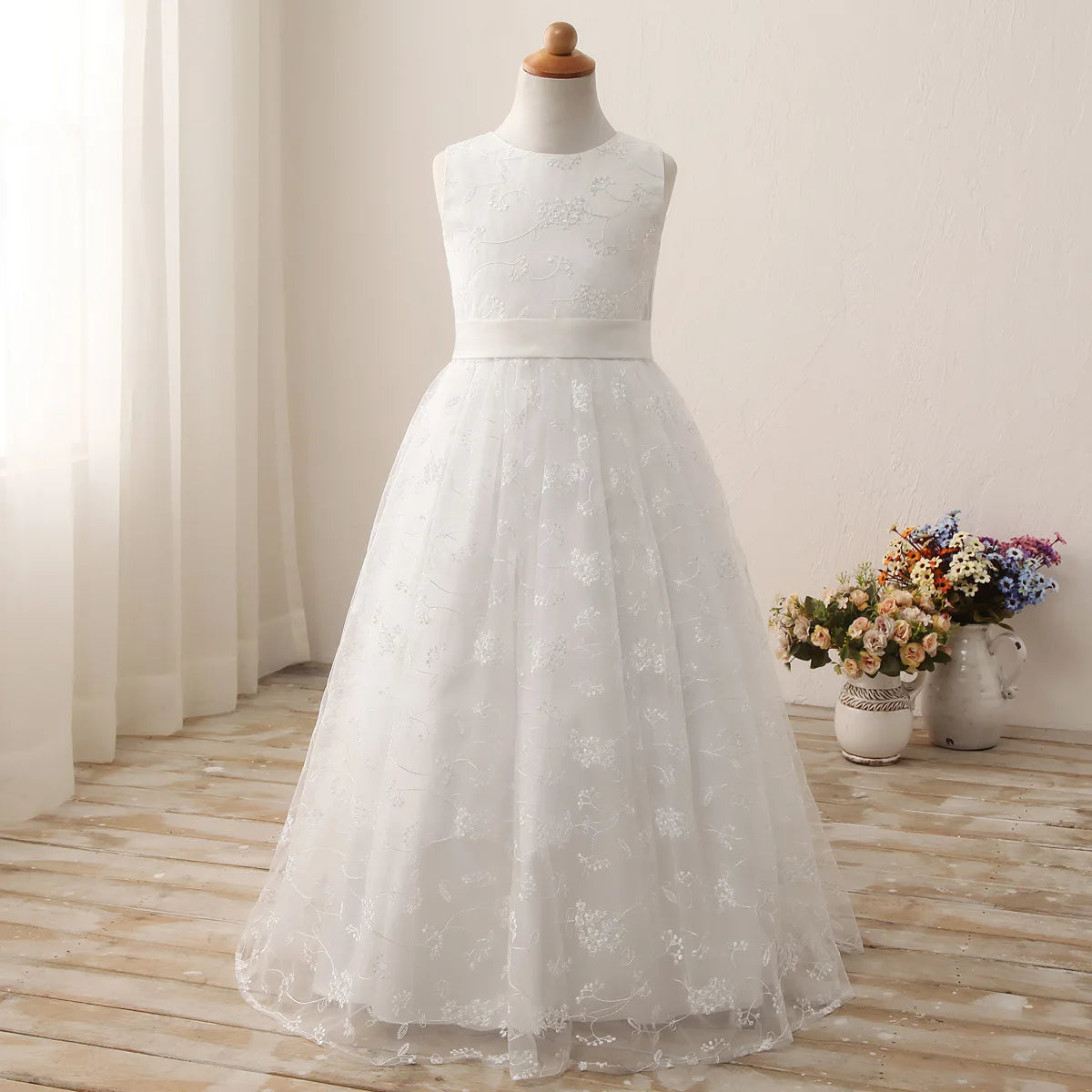 Flower Girl Dress Lace Chiffon Long Dresses Flower Girl Wedding Dress Summer Boho Birthday Party Wedding Dress For 2-14 Years