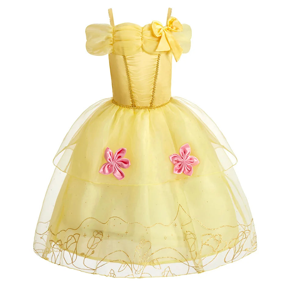 Disney Kids Princess Costume Elsa Anna Halloween Dress Girl Jasmine Moana Dinner Dress Rapunzel Mermaid Pageant Disguise 3-10Y Good Vibrations