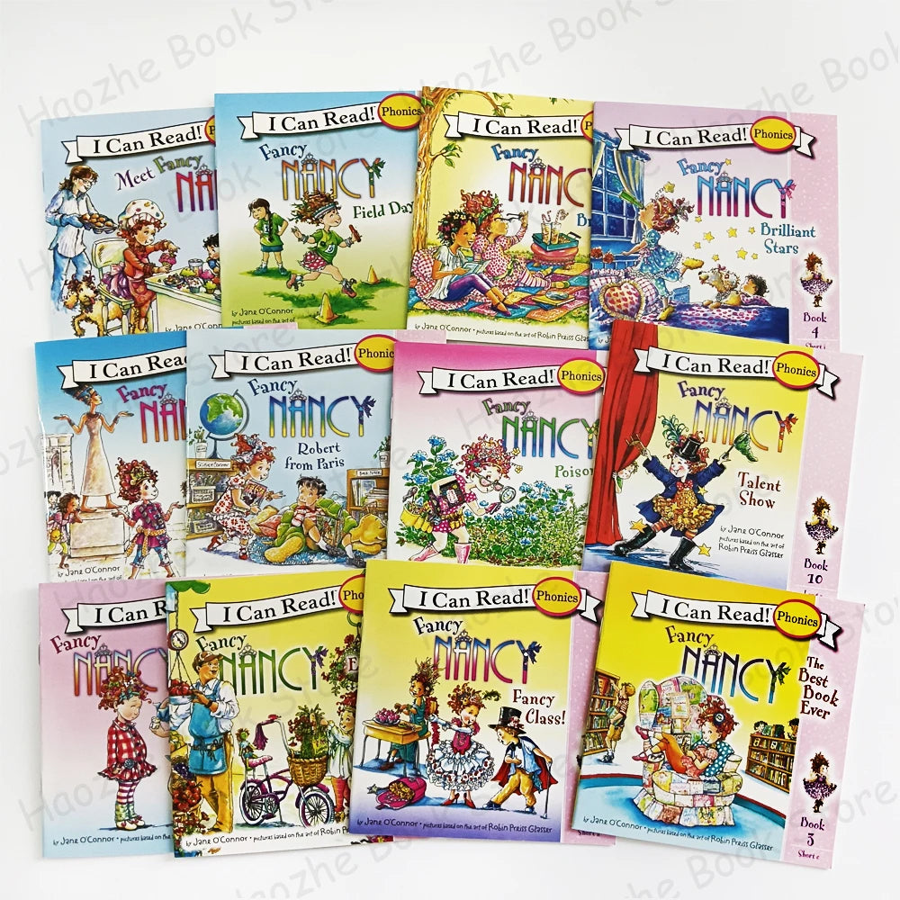 12 Books Set Fancy Nancy I Can Read Phonics English Picture Book Story Pocket Book for Children Kids Montessori Bedtime Reading Good Vibrations