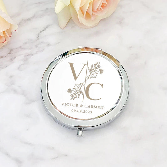 Wedding Party Favors Personalized Compact Mirrors Wedding Souvenirs for Guests Custom Engraved Pocket Mirrors for Women Good Vibrations