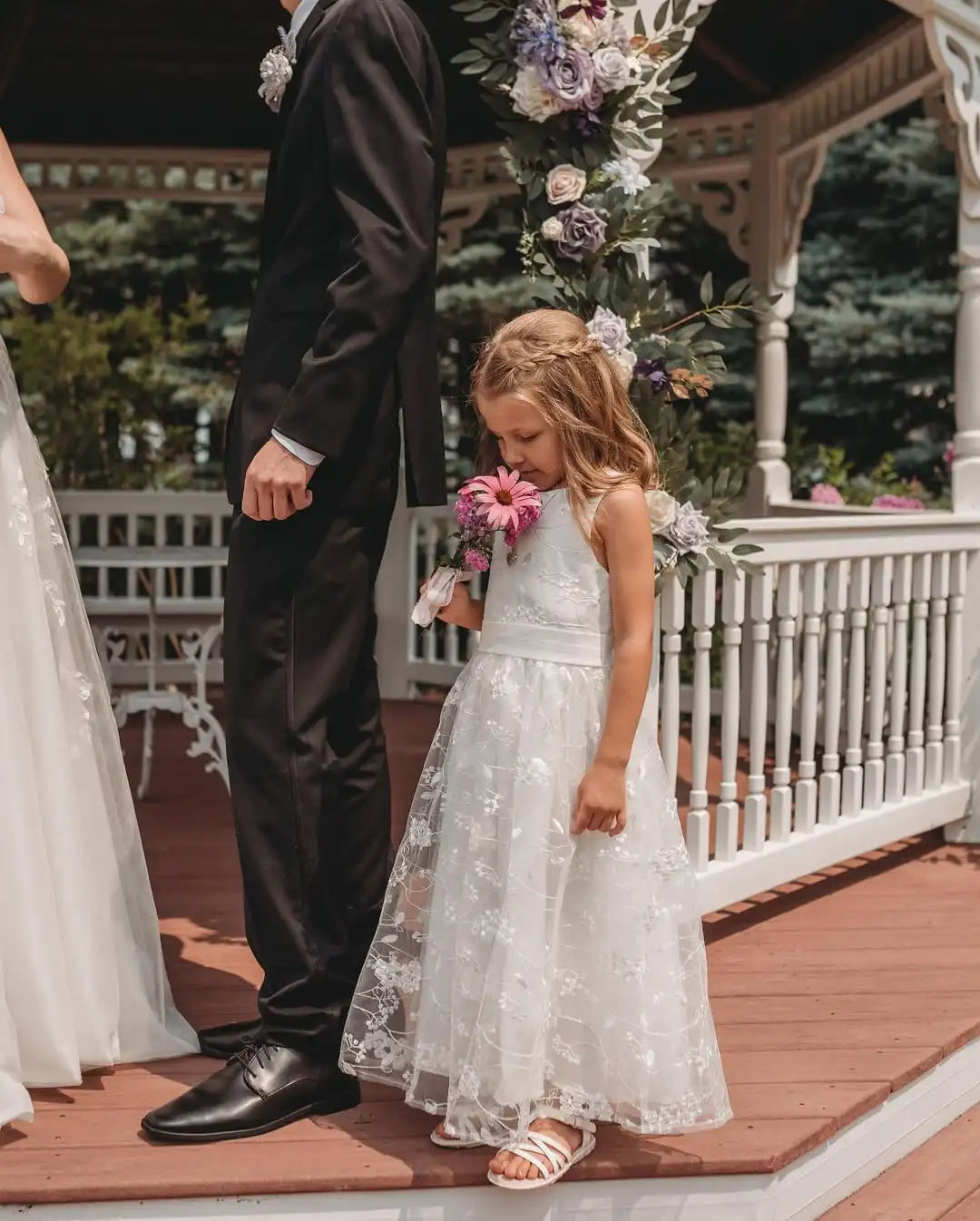 Flower Girl Dress Lace Chiffon Long Dresses Flower Girl Wedding Dress Summer Boho Birthday Party Wedding Dress For 2-14 Years