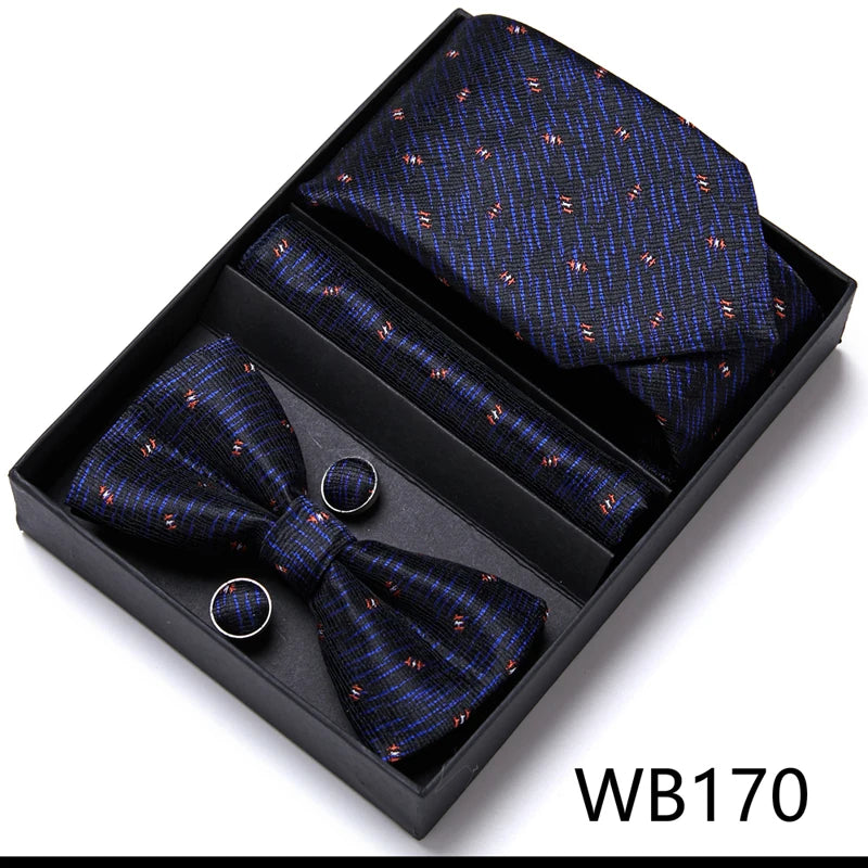 Tie For Men Formal Dress Tuxedo NeckTie Handkerchief Bow Tie Set PlaisyParty Groom Wedding Butterfly Bowtie In Box Good Vibrations