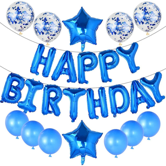 Happy Birthday Decoration Balloons Pink Blue Letter Foil Ballons Set Children Adult Birthday Party Anniversary Decor Supplies Good Vibrations