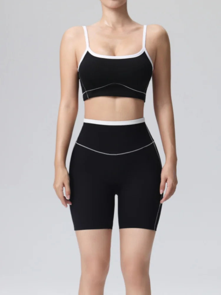 Yoga Sport Outfit for Woman Fitness Women's Two Pieces Short Pant Sets Suits Tracksuit Sportswear Woman Gym Yoga Workout Clothes Good Vibrations