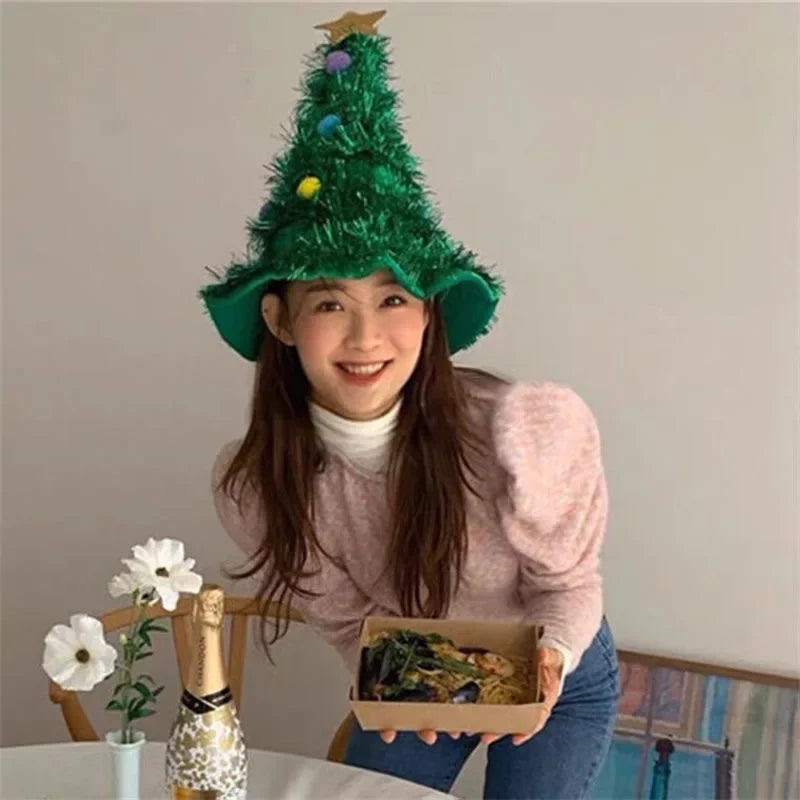Christmas Hat with Small Tree Headband for Women Men, Fun Xmas Photo Booth Props, Party Hair Accessories Decorations Good Vibrations