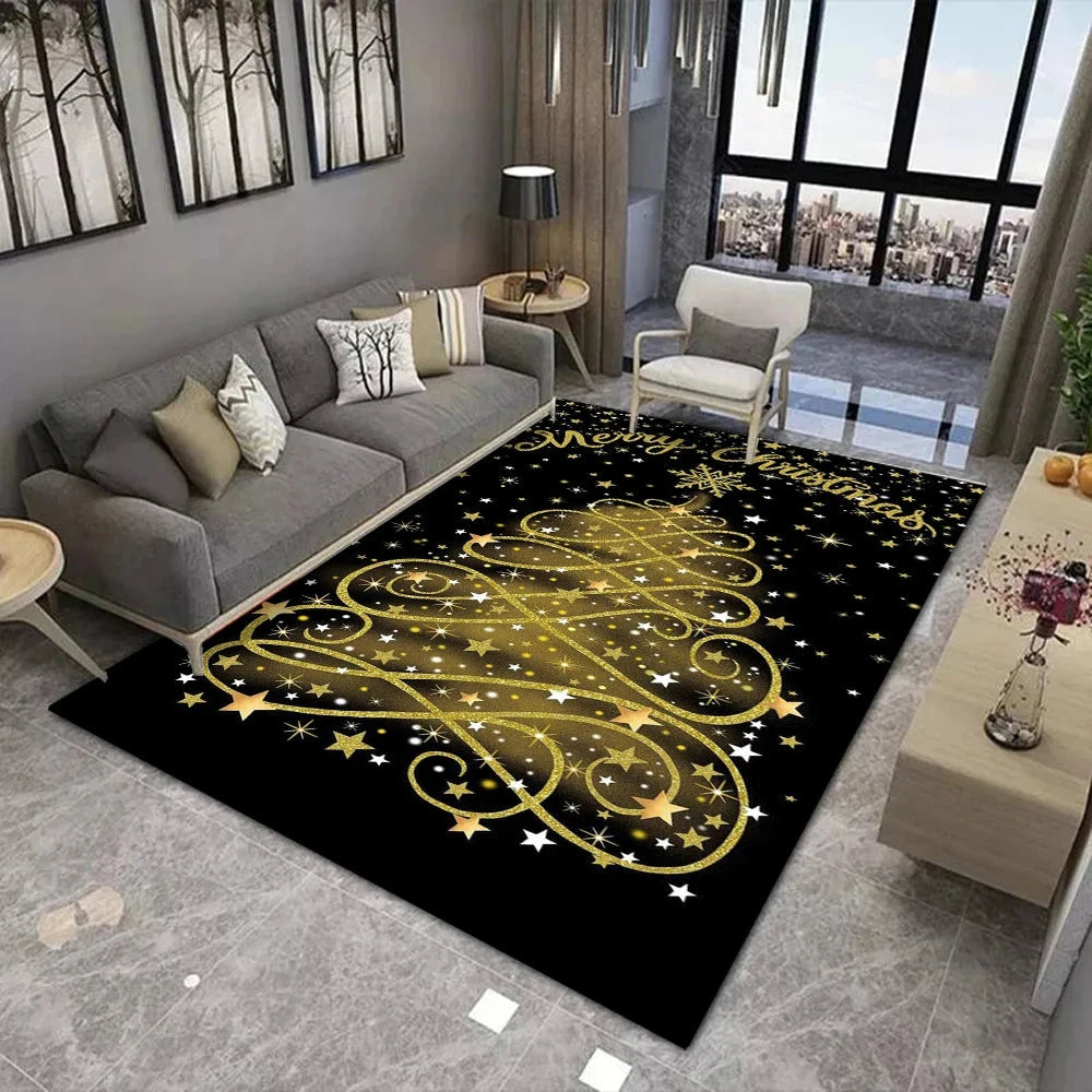 Christmas Theme Floor Mat Various Styles Glittering Trees Snowy Scenes and Festive Ornaments NonSlip Door Mat Rugs for Home Decor Good Vibrations