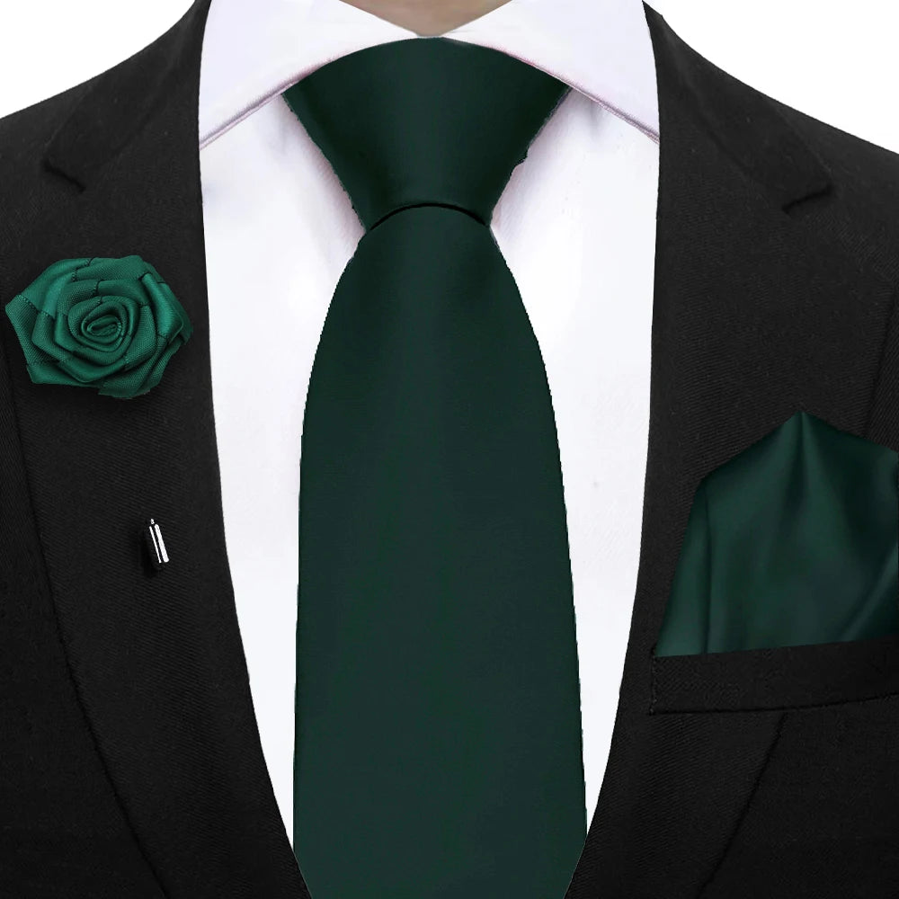 Mens Ties Set Sage Green Pink Grey Brown NeckTie Pocket Square Brooch Wedding Tie Suit Accessories Fit Group Holiday Party