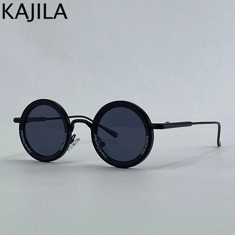 Small Frame Round Steampunk Sunglasses Men 2025 Luxury Brand Retro Punk Sun Glasses For Male Classic Driving Eyewear UV400 Good Vibrations