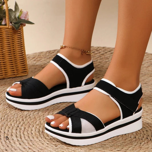 2025 Sandals Women Shoes Summer Soft Shoes Woman Elegant Ladies Shoes Wedge Women's Sandals Party Footwear Women Sandal Female Good Vibrations