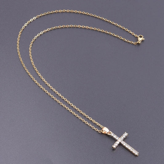 Cross Charm Necklace Crystal Pendant Necklaces For Women Men Accessories Rhinestone Christ Crosses Choker Gift Fashion Jewelry Good Vibrations