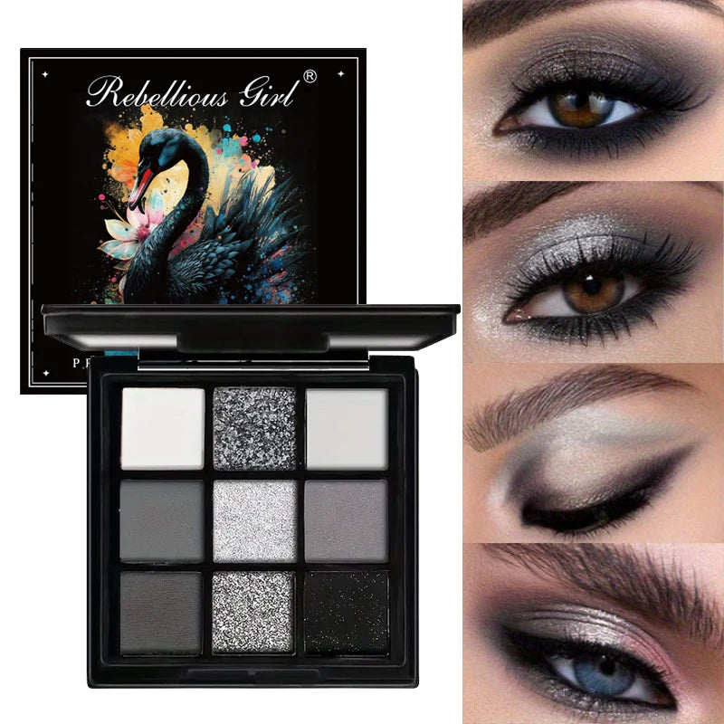 9-Grid Eye Shadow Palette Make-up for Women Glitter Pearlescent Matte Eyeshadow Cosmetics Shimmer Long Lasting Makeup Products Good Vibrations