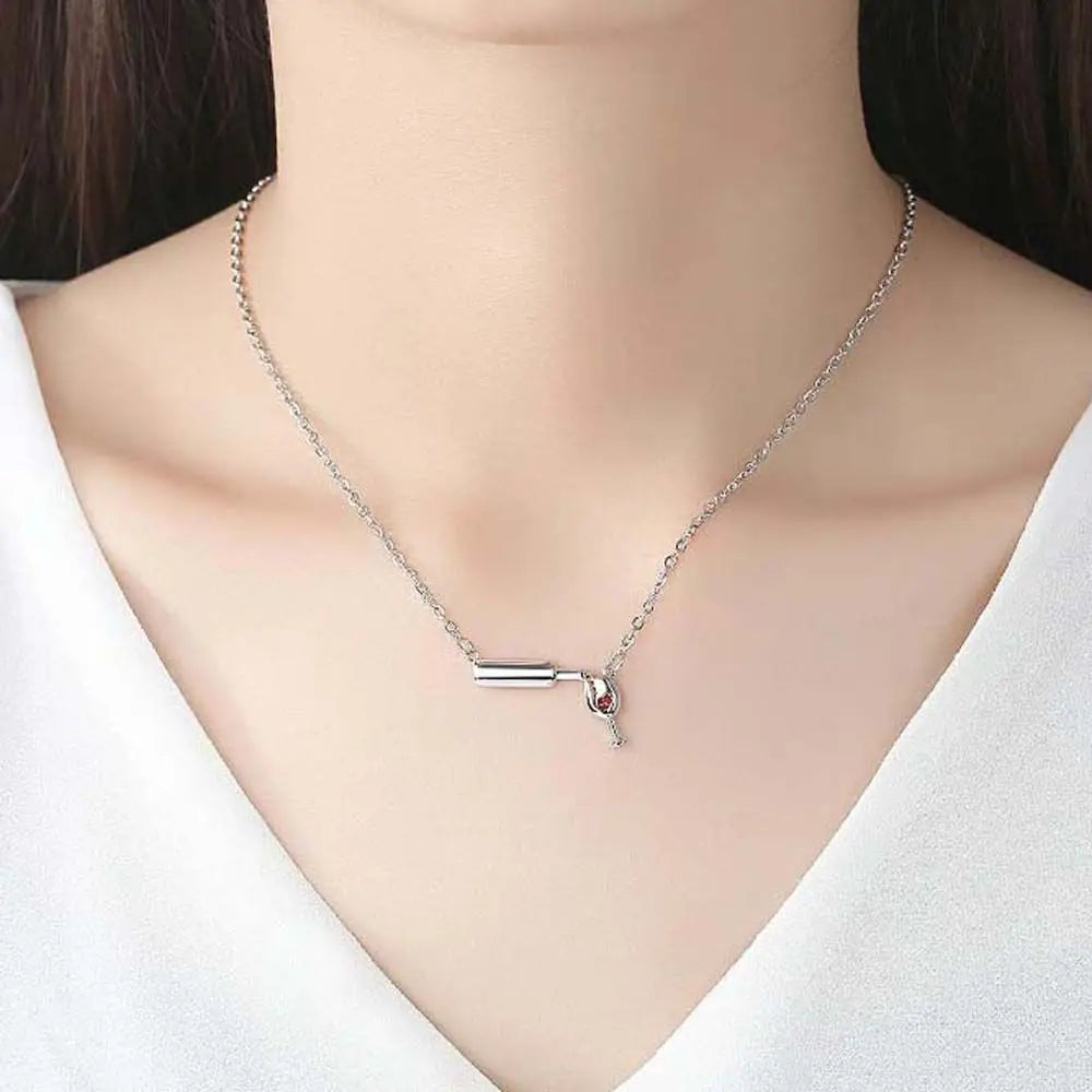 Party Romantic Wineglass Alloy Gift For Women Love Heart Glass Bottle Jewelry Necklace Choker Pendant Good Vibrations Adult Super Store