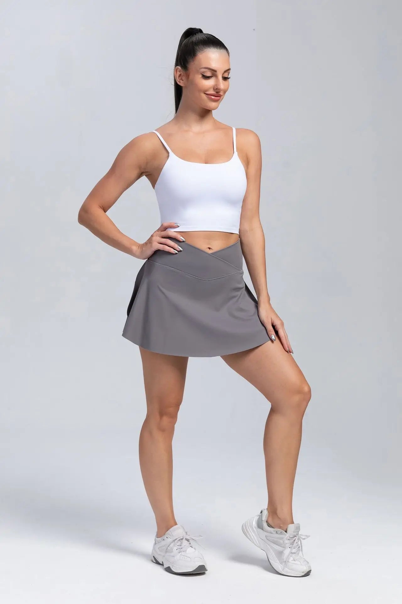 Women Pleated Tennis Skirt With Pockets Shorts Athletic Skirts Crossover Breathable Athletic Golf Skorts Workout Sports Skirts Good Vibrations