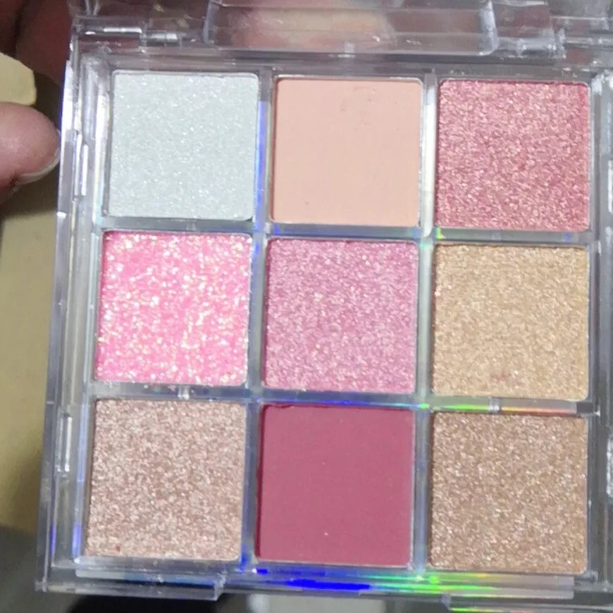 Snow Sequin 9-Color Eye Shadow Palette Glitter Snowflake Diamond Pink Eye Shadow Korean Charming Contour Eyes Make Up Palette Good Vibrations