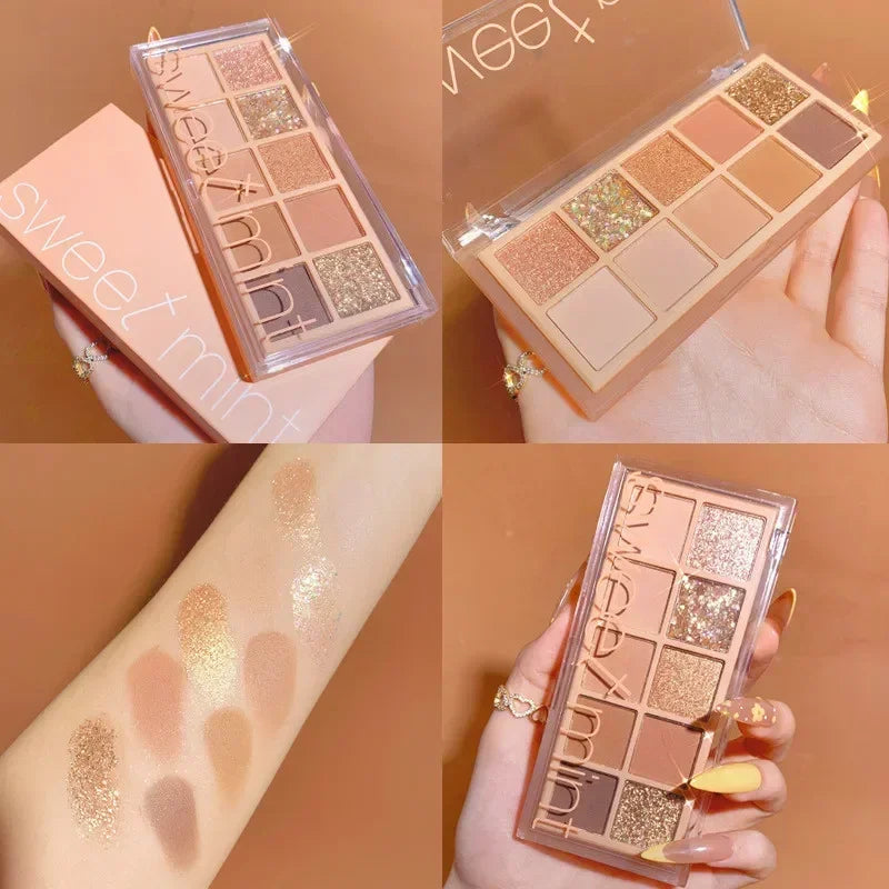 10 Colors Eye Shadow Palette Glitter Pearly Eyeshadow Nude Shiny Long Lasting Waterproof Charming Eyes Make Up Palette Cosmetics Good Vibrations
