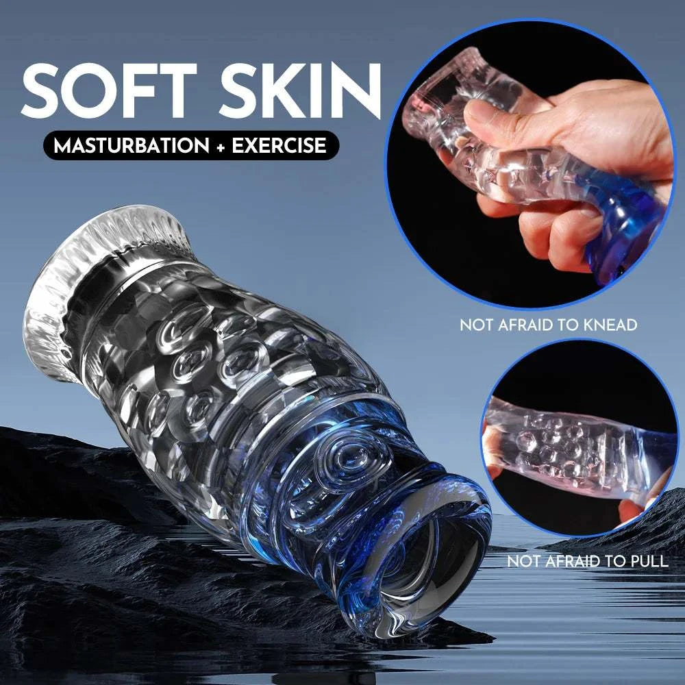Male Masturbator Cup - Soft Silicone Transparent Vagina Toy
