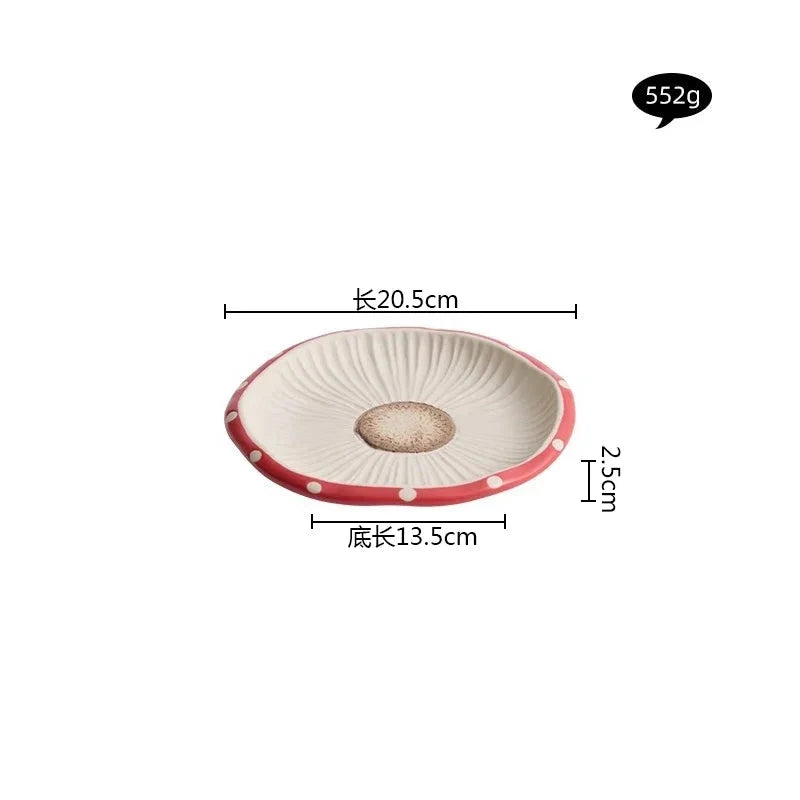 Mushroom Ceramic Tableware Mushroom Rice Bowl Noodles Bowl Soup Pot Flat Plate Sushi Plate Mushroom Mug Spoon Kitchen Tableware Good Vibrations