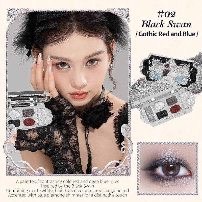 Flower Knows Moonlight Mermaid Eyeshadow Delicate Matte Glow Shimmer Chameleon Waterproof 5 Color Glitter Eye Shadow Palette Good Vibrations