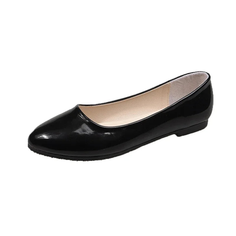 Women's Formal Uniform Shoes Spring Autumn Black Versatile Flat Shoes Women Causal Loafers Non-slip Ladies Ballet Leather Shoes Good Vibrations