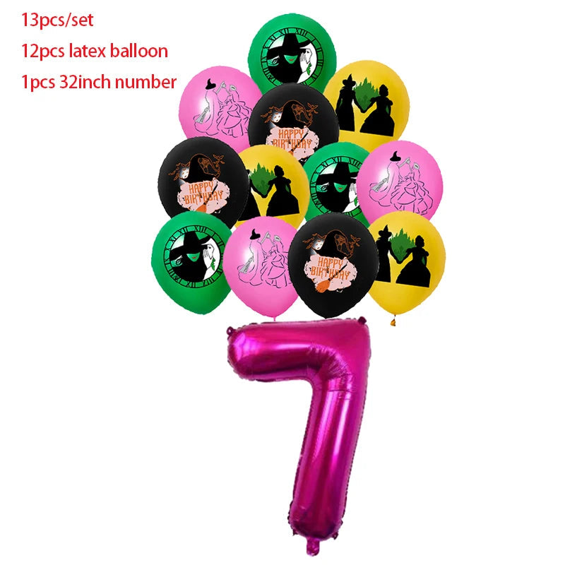Wicked Birthday Party Decoration Magic Witch Balloon Backdrop Tableware Split Sales Wicked Birthday Party Supplies Good Vibrations