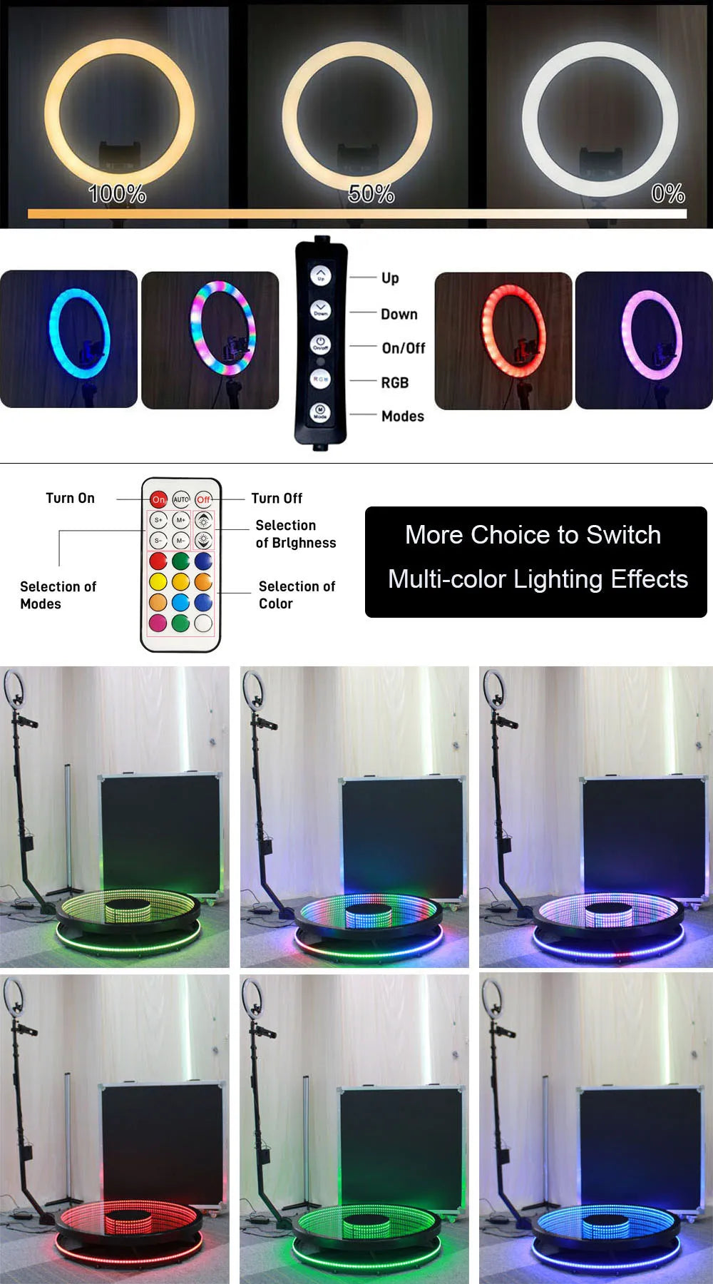 360 Photo Booth Machine Portable Free Custom Logo Automatic Glass 360 Video Booth with Flight Case for Party Events Wedding Good Vibrations