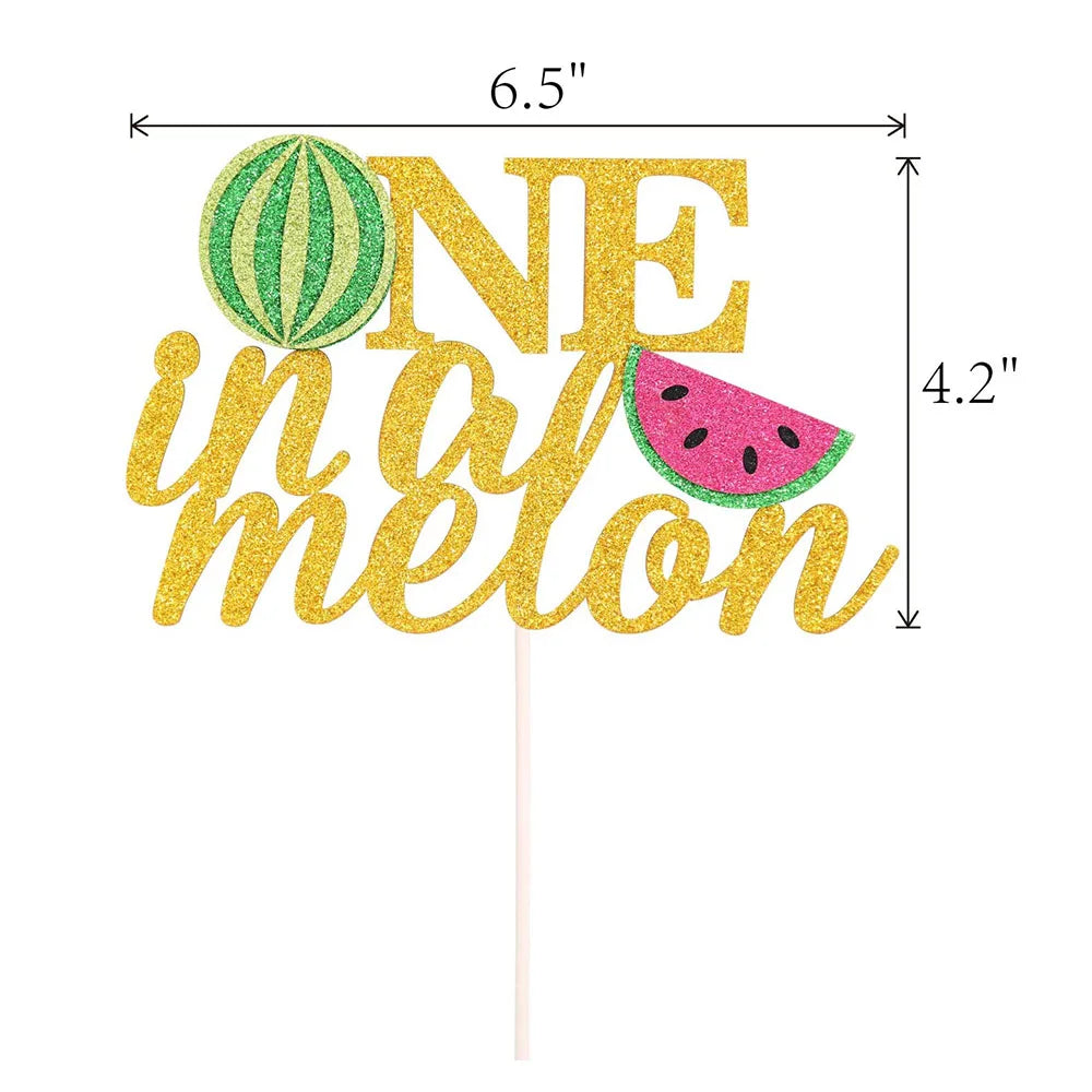 One in a Melon Cupcake Topper Baby Kids 1st Birthday Party Cake Decor Watermelon Themed Party Supplies Baby Shower Girl Birthday Good Vibrations