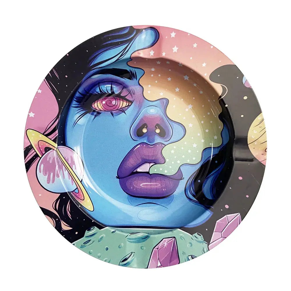 Round Cigarette Ashtray Tobacco Herb Metal Rolling Tray Smoking Accessories Bar Cigar Creative Personality Men's Gadgets Good Vibrations Adult Super Store