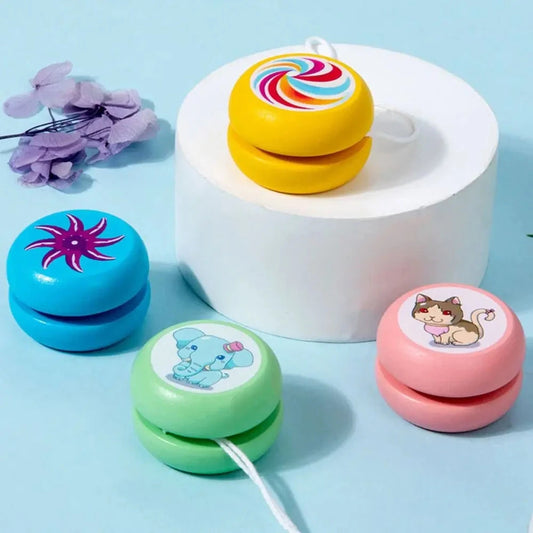 Fashion Wooden 2A Yoyo Toy Brainstorming Beginner Yoyo Ball Concentration Cartoon Nostalgic Toys Children Good Vibrations