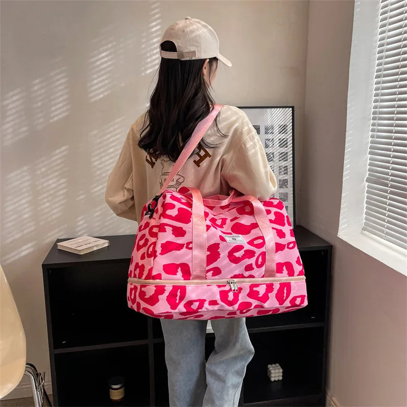 Large Gym Duffel Bag for Women and Men Travel Bag with Shoe and Wet Clothes Compartments Carry On Shoulder Tote Bags Good Vibrations