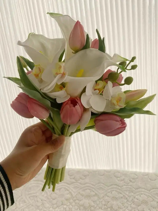 AYiCuthia 2024 Real Touch White Calla Lily Waterfall white Wedding Flowers Bridal Bouquets Artificial Wedding Bouquets Good Vibrations