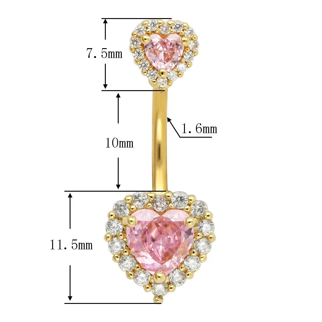 JHJT 14G Heart Belly Button Piercing Navel Ring 316L Surgical Stainless Steel CZ Belly Piercing Ombligo Jewelry for Women Good Vibrations Adult Super Store