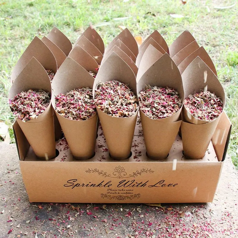 Kraft Paper Wedding Tray Confetti Cone Stand Box Tray Rustic Wedding Decoration Wedding Confetti Cones Wedding Cones Set supply Good Vibrations