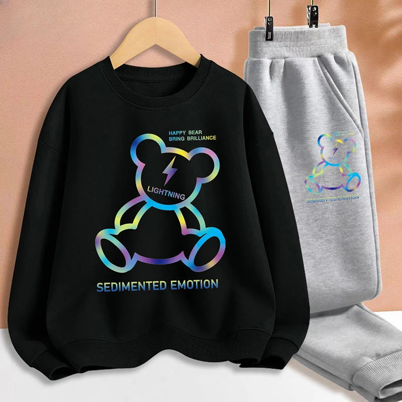 Autumn Baby Boy Clothes Set Kid Gradient Bear Sweatshirts Pullover Top And Pants 2pcs Suit Children Girls Fashion Tracksuits Good Vibrations