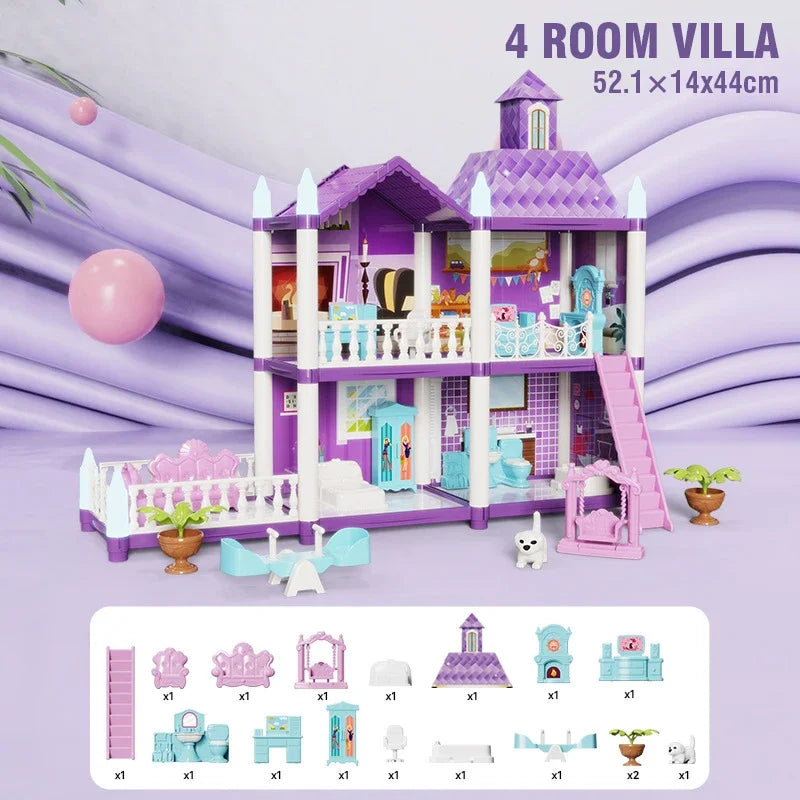 Puzzle DIY Toy Villa Houseplay Educational Large Size Bigger Enjoyable And Fun Doll House House Set Of Toys Good Vibrations