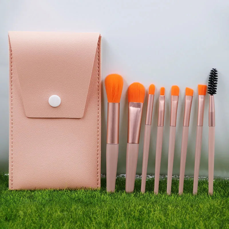Mini Brush 8-Piece Makeup Bag Portable concealer powder brush set soft fur make-up tool Good Vibrations