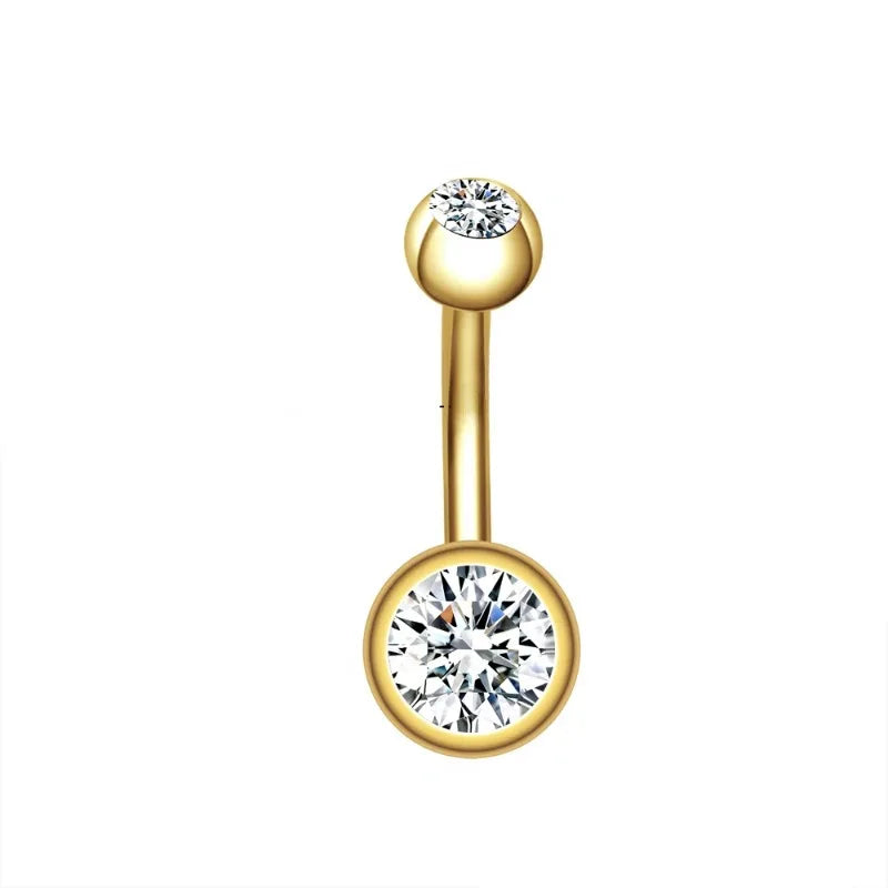 1Pc Gold Color Stainless Steel Belly Ring, Flower Heart Shaped CZ Crystal Navel Belly Button Rings Butterfly Navel Piercings 14G Good Vibrations Adult Super Store