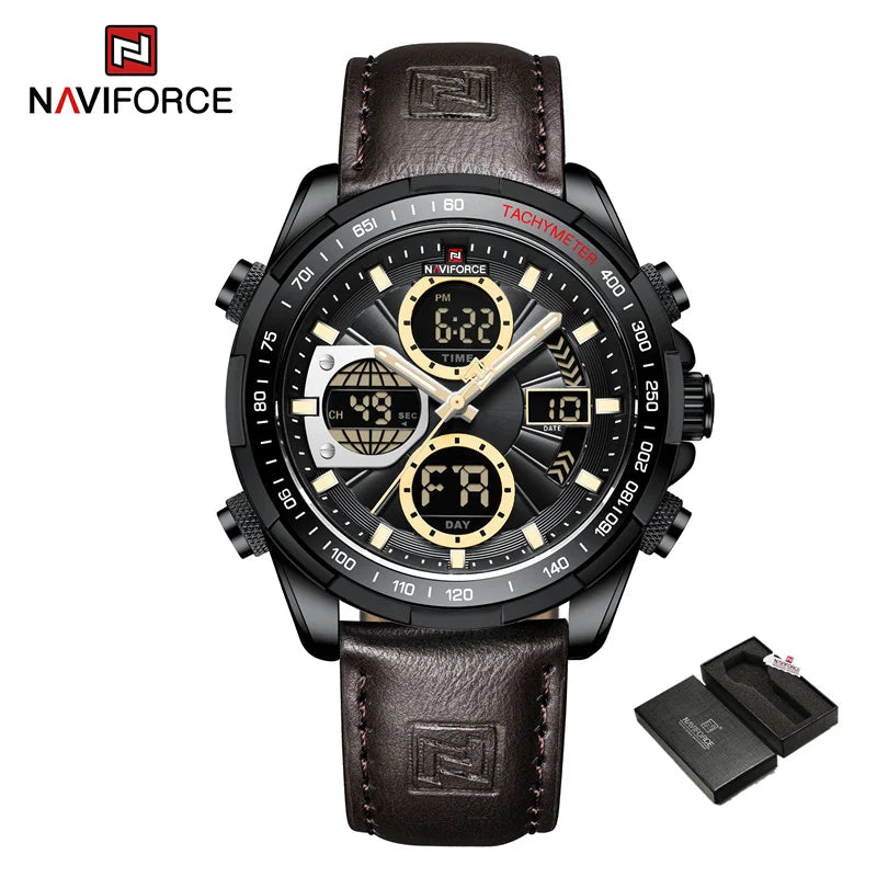 New NAVIFORCE Watches for Men Leather Mens Military Sport Waterproof Watch Quartz WristWatch Chronograph Male Clock Good Vibrations