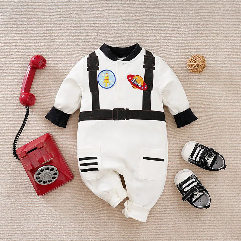 0-36M Spring and Autumn Newborn Bodysuit Long sleeved Astronaut Role Play Pure Cotton Comfortable and Breathable Good Vibrations