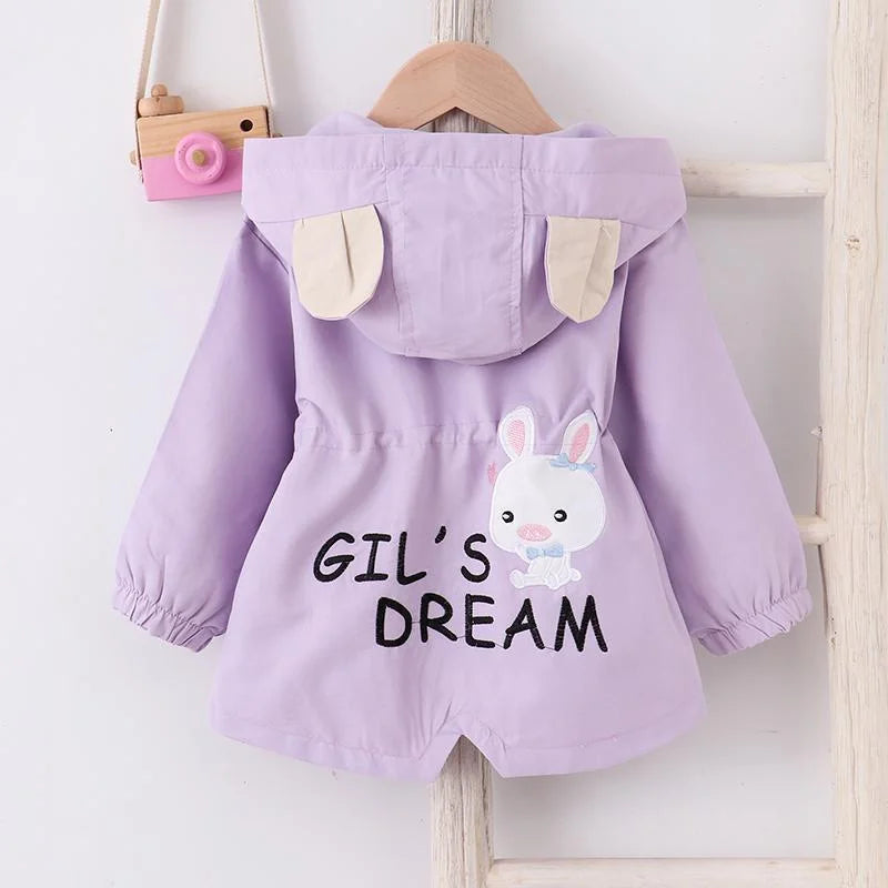 Girls Windbreaker Jacket Autumn Long Sleeve Fashion Lace Trench Coats Children Solid Outerwear Girl Toddler Costume For 1-7Years Good Vibrations