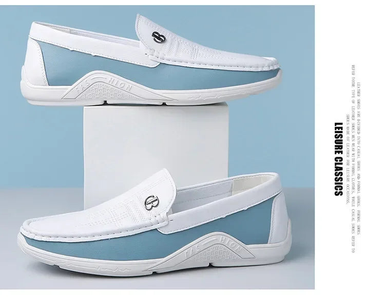 Mens Leather Shoes 2025 Casual Slip on Formal Dress Loafers Breathable Soft Flats for Male Non Slip Office Work Shoes sneakers Good Vibrations