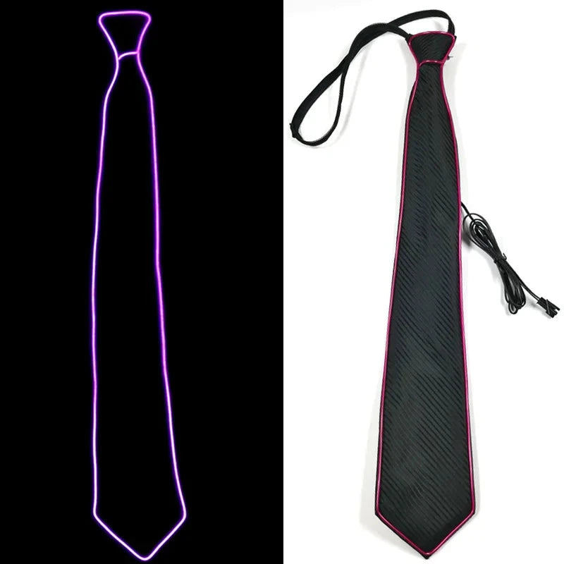 Flashing Neon Light LED Tie Halloween Christmas Dance Supplies Wedding Performance Decoration Luminous EL Wire Necktie Good Vibrations