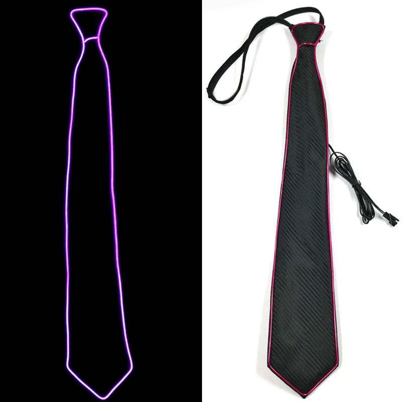 Flashing Neon Light LED Tie Halloween Christmas Dance Supplies Wedding Performance Decoration Luminous EL Wire Necktie Good Vibrations