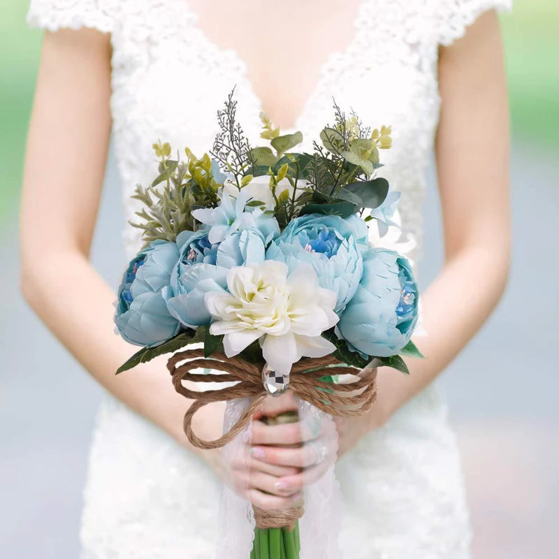 30CM Wedding Decoration Bridal Holding Flowers Artificial Roses Bundle Home Decoration Photography Props Silk Flowers Good Vibrations