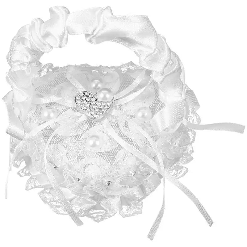 Mini Lace Ring Box Satin Wedding Ring Pillows With Handle Heart Shape Ceremony Bridal Party Supplies Festive Decorations Good Vibrations