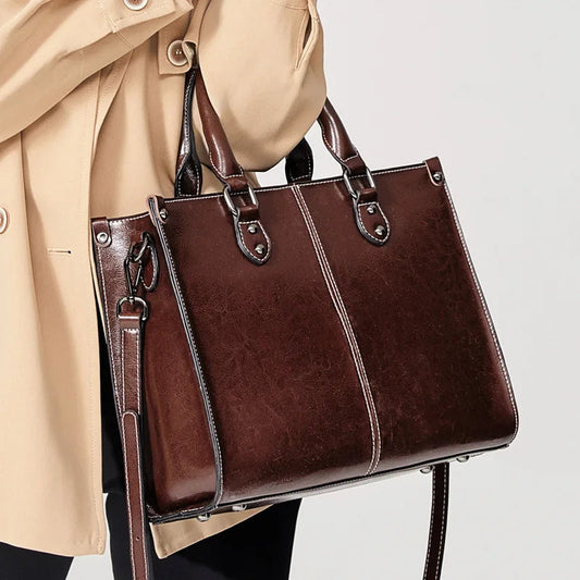 Women Handbag Cross body Shoulder Tote Bag Genuine Leather Shopping Fashion Office Female Real Cowhide Messenger Top Handle Bags Good Vibrations