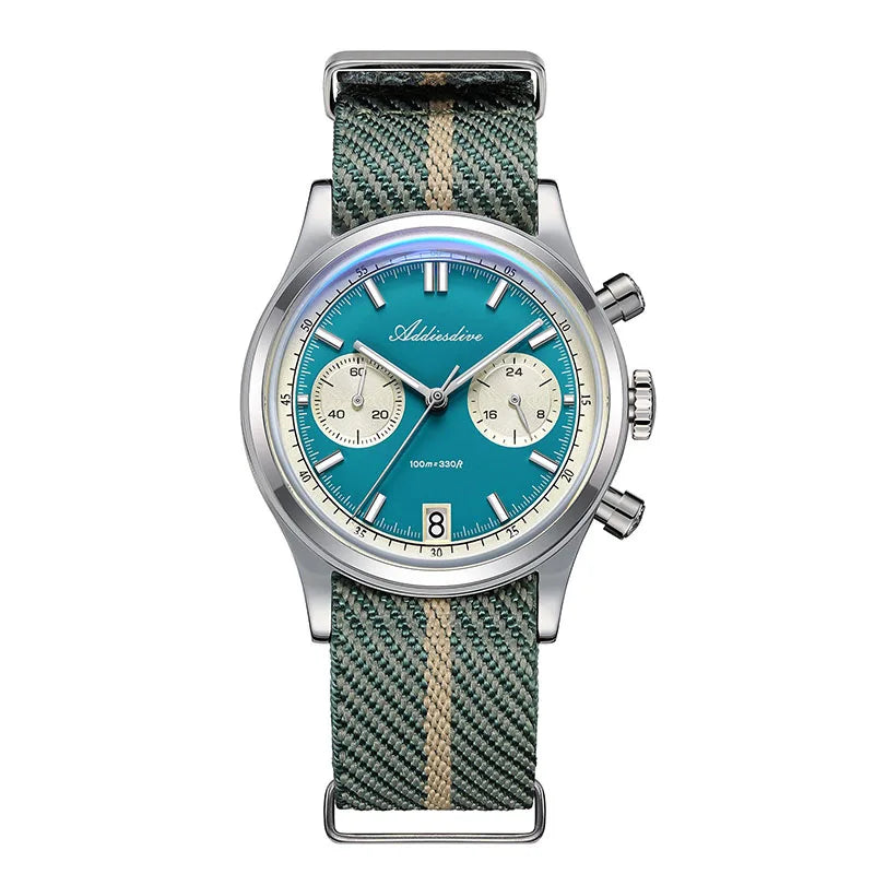 ADDIESDIVE Top Brand Man Watch BGW9 Super Luminous 10Bar Waterproof Bubble Mirror Glass VK64 Chronograph Quartz Steel Wristwatch Good Vibrations