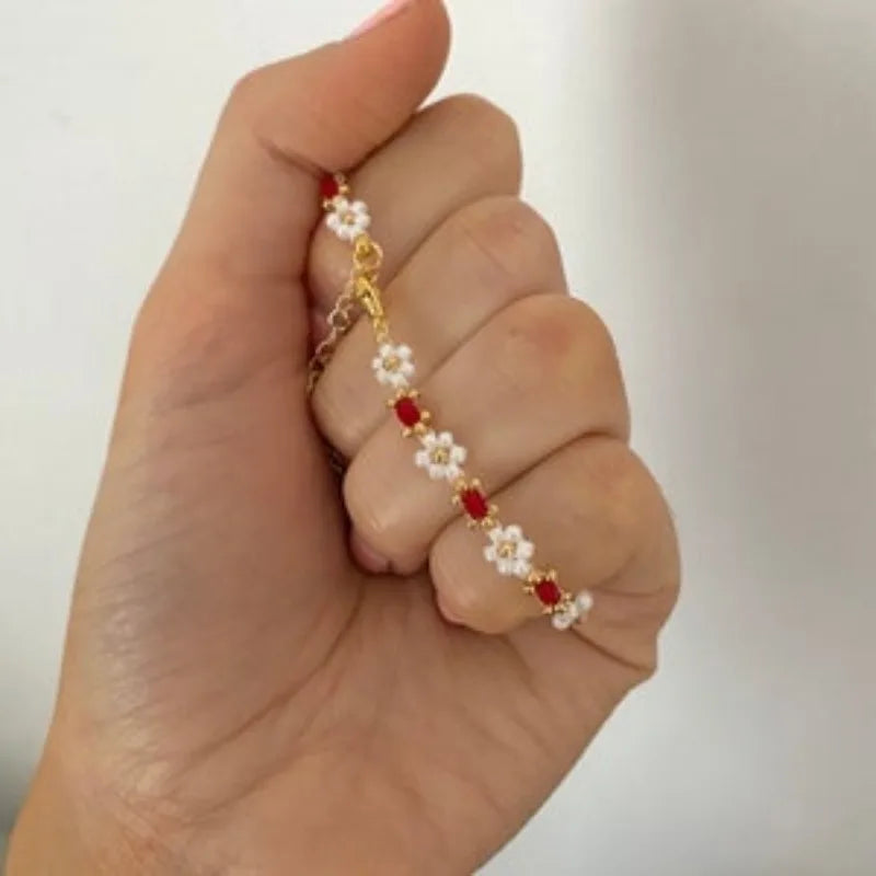 A beaded flower bracelet, a gift for her, Good Vibrations