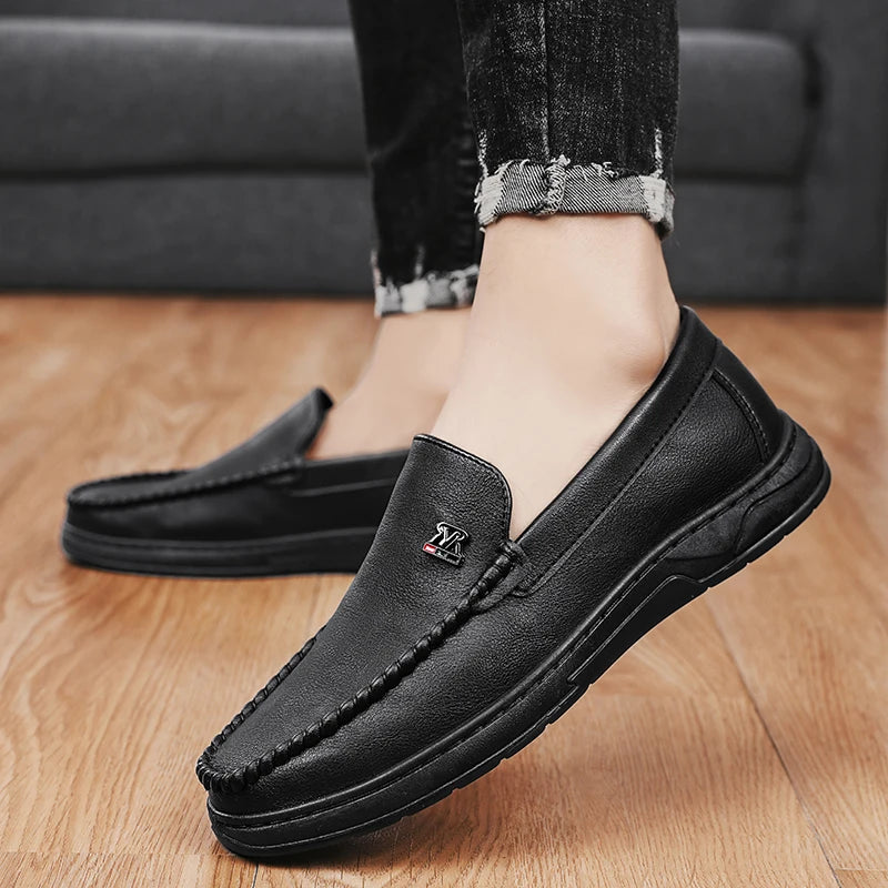 High Quality Breathable Formal Mens Dress Shoes Italian Mens Loafers Luxury Brand Leather Men Casual Shoes Slip-on Driving Shoes Good Vibrations