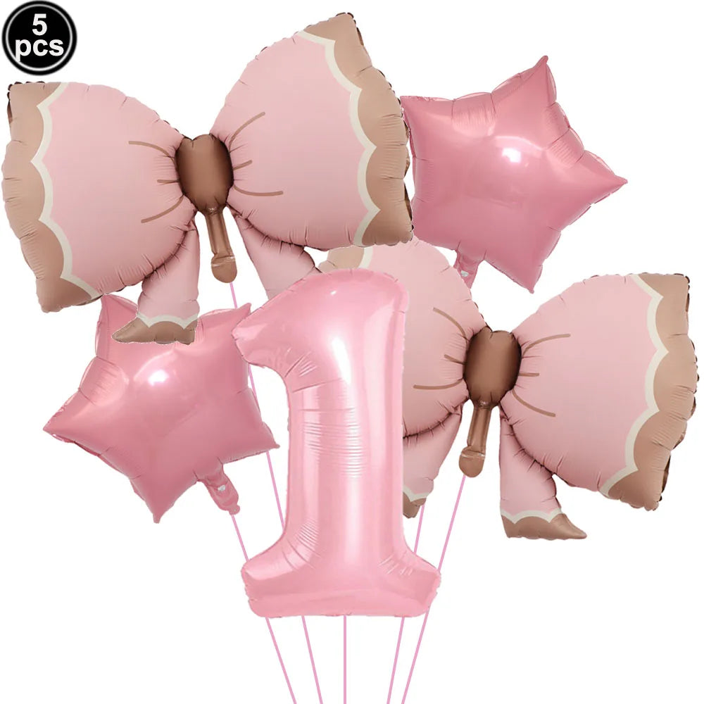 Pink Bow Birthday Party Supplies Disposable Bow Themed Tableware Set Engagement Wedding Girls Birthday Bachelorette Party Decor