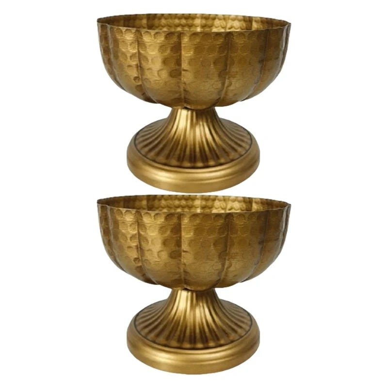 Vintage Iron Compote Bowl Vases for Wedding Centerpieces Small Set of 2 Good Vibrations